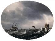 VLIEGER, Simon de Stormy Sea ewt oil